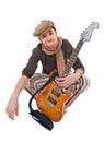 Cool musician on white Royalty Free Stock Photo