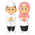 Muslim Couple People Cartoon Isolated