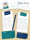 Cool new curriculum vitae resume with notepapers and pencil