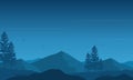 Cool night atmosphere with beautiful mountain views. Vector illustration