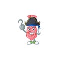 Cool one hand Pirate pink love tie cartoon character wearing hat