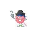 Cool one hand Pirate pink round lollipop cartoon character wearing hat
