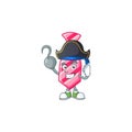 Cool one hand Pirate pink stripes tie cartoon character wearing hat