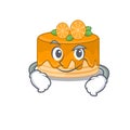 Cool orange cake mascot character with Smirking face