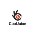 Cool orange fruit juice icon. Ok symbol, Okay vector logo, high quality
