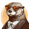 Cool Otter In Glasses: Retro-style Portraitures With A Twist