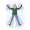 Cool outdoor winter fun icon cartoon vector. Snow angel Royalty Free Stock Photo