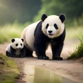 Cool panda illustration - ai generated image