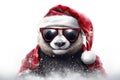 Cool Panda in Santa Hat