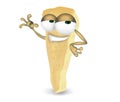 Cool Parmesan cheese cartoon character laughing, cute and funny dairy product character with a big smile, on a white background.