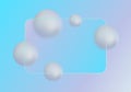 Cool pastel gradient with white spheres and a transparent blue glass-morphism style rectangle. Eps 10 Royalty Free Stock Photo
