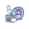 Cool Photographer basophil cell character with a camera