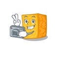 Cool Photographer colby jack cheese character with a camera