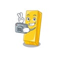 Cool Photographer gold bar character with a camera