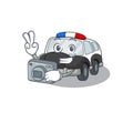 Cool Photographer police car character with a camera