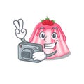 Cool Photographer strawberry jelly character with a camera