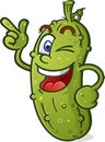 Pickle cartoon with attitude winking and pointing with confidence