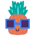 Cool pineapple emoji hand drawn illustration