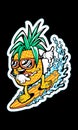 Cool Pineapple Playing Surfing