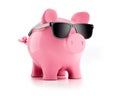 Cool pink piggy bank with sunglasses