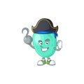 Cool pirate of staphylococcus aureus cartoon design style with one hook hand
