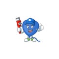 Cool Plumber blue love balloon cartoon character mascot design