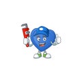 Cool Plumber blue love cartoon character mascot design
