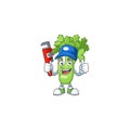 Cool Plumber celery plant cartoon character mascot design