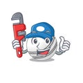 Cool Plumber cricket ball on mascot picture style Royalty Free Stock Photo