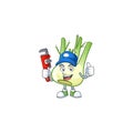 Cool Plumber fennel cartoon character mascot design