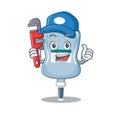 Cool Plumber saline bag on mascot picture style