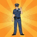 Cool Policeman. Serious Police Officer. Pop Art Royalty Free Stock Photo