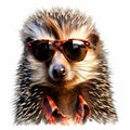 Cool Porcupine Photo-realistic Hedgehog Wearing Sunglasses And Plaid Shirt