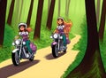 Cool Princess on Motorcycle, Generative AI Illustration