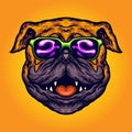 Cool Pug Dog Summer Sunglasses Cartoon Royalty Free Stock Photo