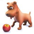 Cool puppy dog hound playing with an apple in 3d Royalty Free Stock Photo