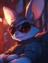 Cool Anthropomorphic Rabbit Character in Sunglasses and Tactical Vest Royalty Free Stock Photo