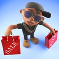 Cool rap hiphop artist has been shopping at the sales, 3d illustration