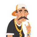 Cool Rapper Senior Man Character in Trendy Clothes Vector Illustration Royalty Free Stock Photo