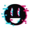 Cool rave glitch face icon. Flat style illustration isolated on white background. Vector EPS 10 Royalty Free Stock Photo