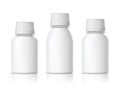 Cool Realistic White plastic bottle. Product Packing Cosmetic, medicine. Various fluids Vector Illustration