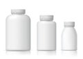 Cool Realistic White plastic bottle set. Royalty Free Stock Photo