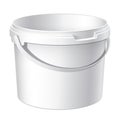 Cool Realistic White plastic bucket. Vector