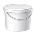 Cool Realistic White plastic bucket. Vector