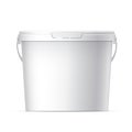 Cool Realistic White plastic bucket. Vector