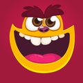 Cool red monster animal face. Cartoon vector illustration of yeti or bigfoot.