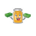 Cool rich appricot character having money on hands Royalty Free Stock Photo