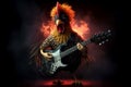 Cool rock chicken with guitar. Generate ai
