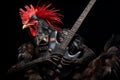 Cool rock chicken with guitar. Generate ai