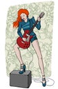 Cool rock star girl playing guitar Royalty Free Stock Photo